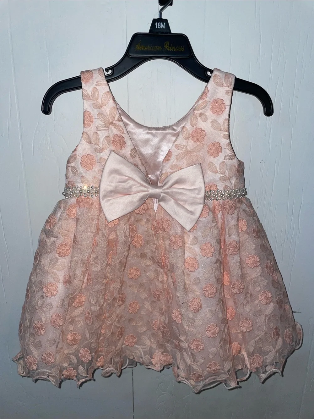 American Princess Pink Floral Bow Party Dress